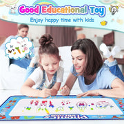 SKY-TOUCH Magic Water Doodle Mat,Extra Large Mess Free Colouring Baby Paint Mat,Aqua Water Doodle Mat,Mess Free Colouring Mat,Toddler Toys for 2 3 4 5 Year Old Boys Girls,100 80cm