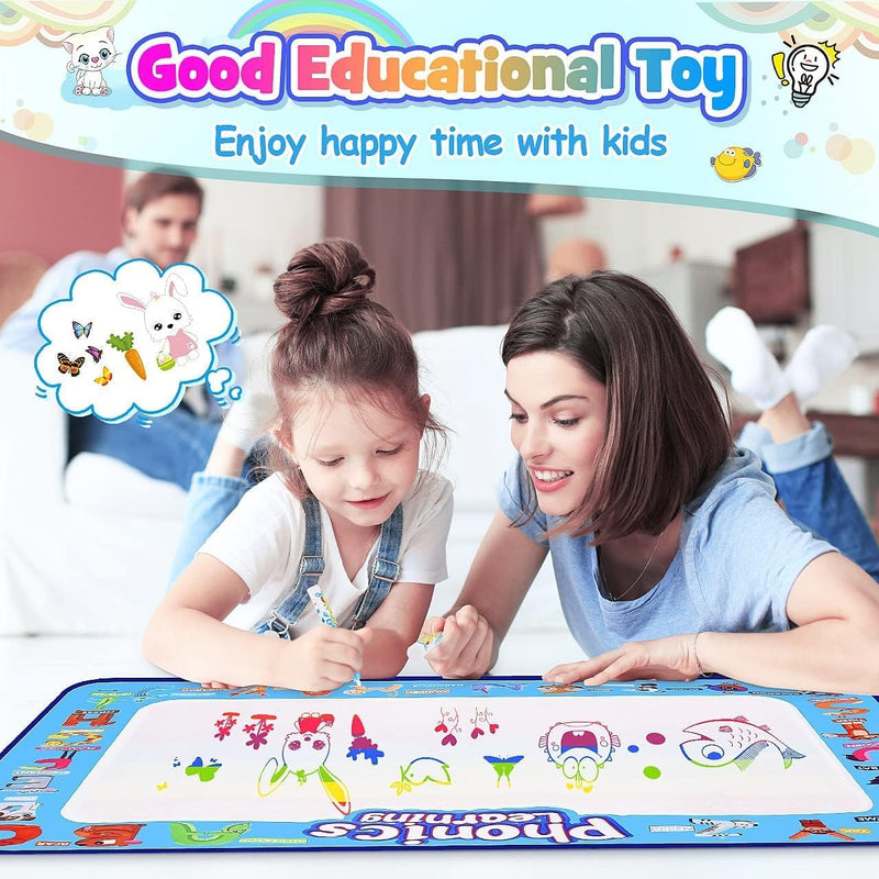 SKY-TOUCH Magic Water Doodle Mat,Extra Large Mess Free Colouring Baby Paint Mat,Aqua Water Doodle Mat,Mess Free Colouring Mat,Toddler Toys for 2 3 4 5 Year Old Boys Girls,100 80cm
