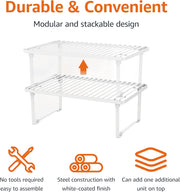 Amazon Basics Stackable Metal Kitchen Storage Shelves, Set of 2 - White - Set of 2