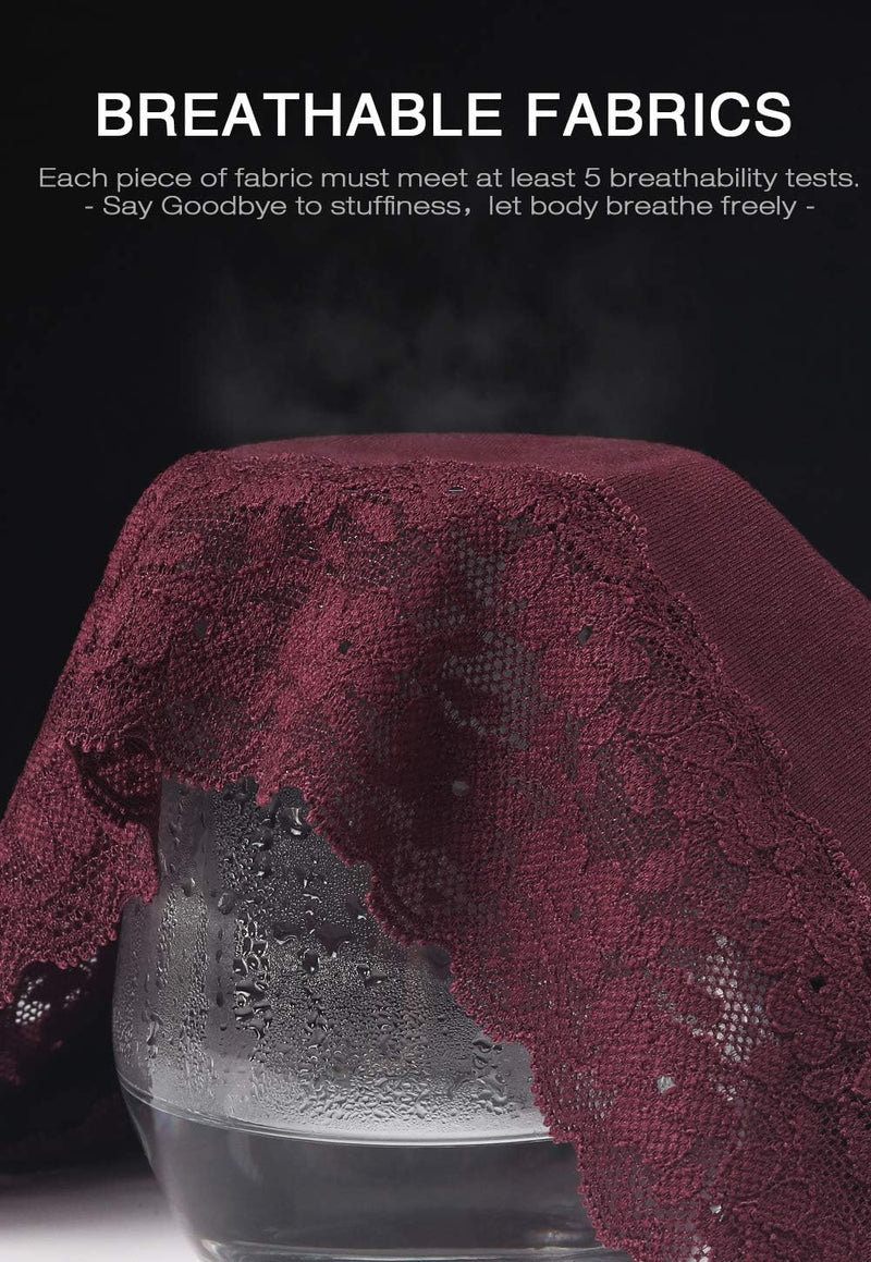 GNEPH Womens Underwear Cotton Panties for Women Underpants Briefs Hipster Lace Bikini 5 Pack