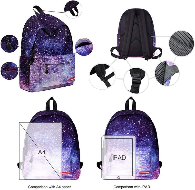 Casual Backpack SchoolBag for Girls Kids Boys Teenagers Galaxy Star Waterproof With Pencil Case High Capacity 14 in Laptop Travel Bag