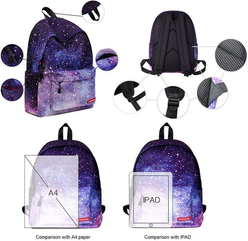 Casual Backpack SchoolBag for Girls Kids Boys Teenagers Galaxy Star Waterproof With Pencil Case High Capacity 14 in Laptop Travel Bag