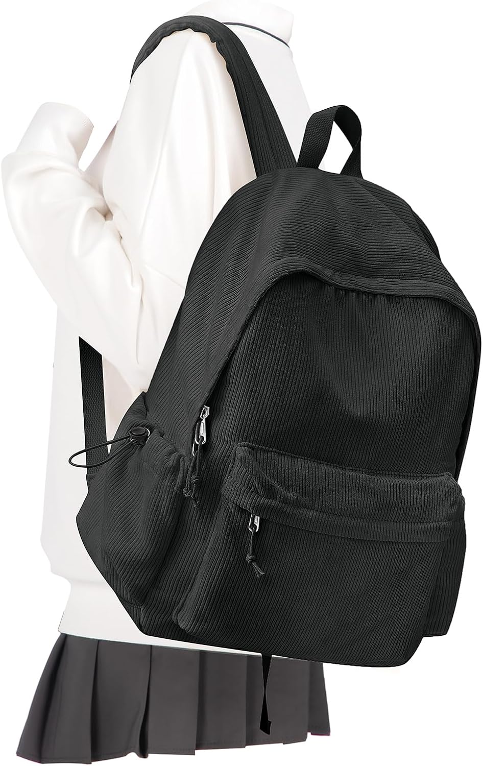 WEPOET School Backpack Cute Corduroy Bookbag Classic Casual High School Bag Lightweight College Backpack – image 5