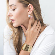 2pcs Gold Cuff Bracelets, Chunky Bracelet for Women, Opening Bracelets, High-Grade Metal Bracelet, C-Shaped Adjustable Polished, Daily Versatile for Women, Open Wide Wire Bangle Bracelets
