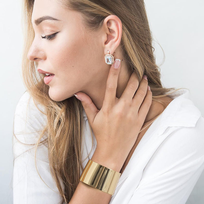 2pcs Gold Cuff Bracelets, Chunky Bracelet for Women, Opening Bracelets, High-Grade Metal Bracelet, C-Shaped Adjustable Polished, Daily Versatile for Women, Open Wide Wire Bangle Bracelets