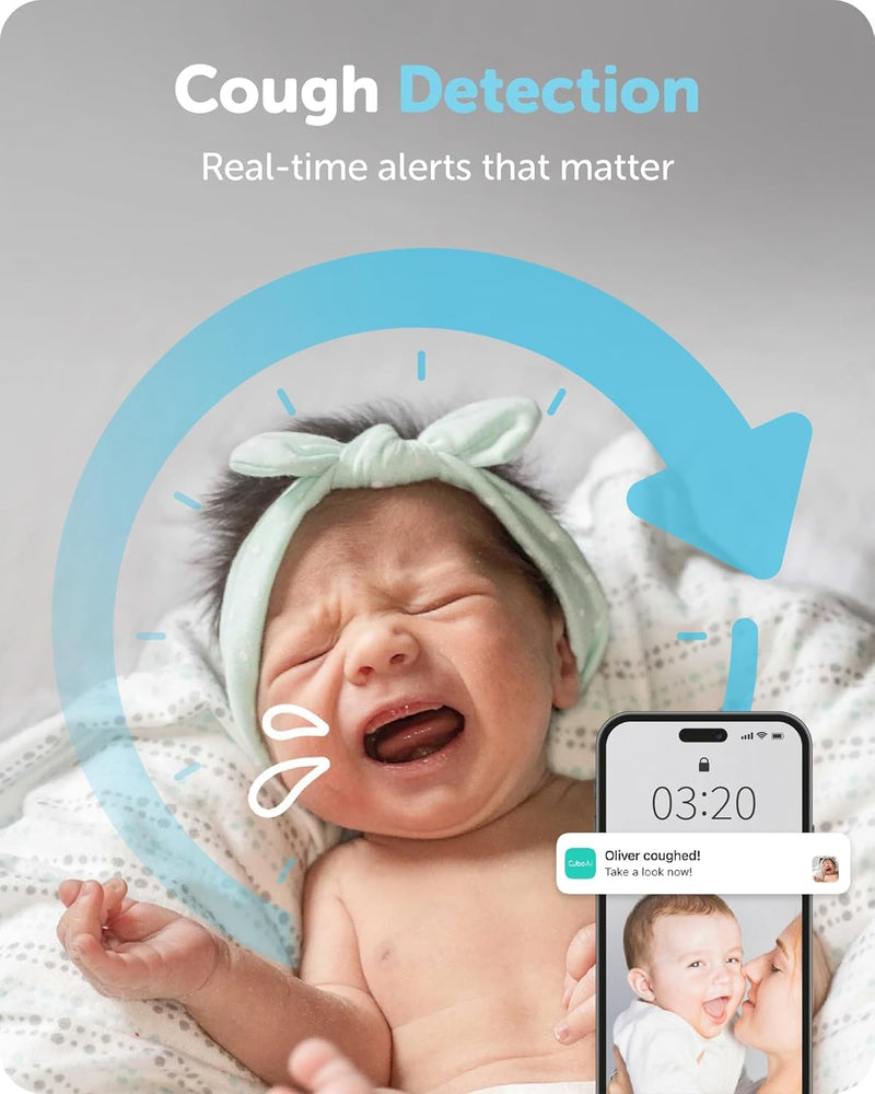Cubo AI Smart Baby Monitor and 3 Supports | WiFi Camera Night Vision 1080P HD with AI Alerts for Baby Safety, Sleep Analysis, Two-Way Audio | iOS, Android
