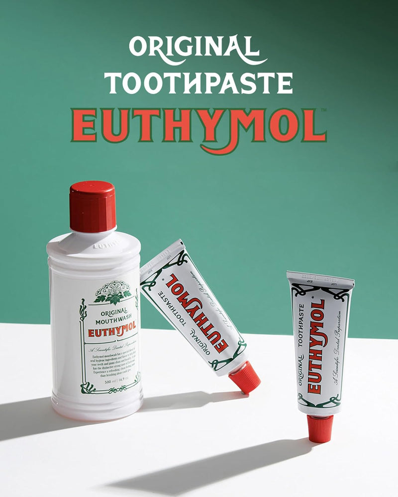 EUTHYMOL Original Toothpaste (Pack of 109.4 ml, Pack of 5) - Fluoride-free Toothpaste for Sensitive Teeth & Gums Bad Breath Cavity Prevention 12h Long Lasting Freshness