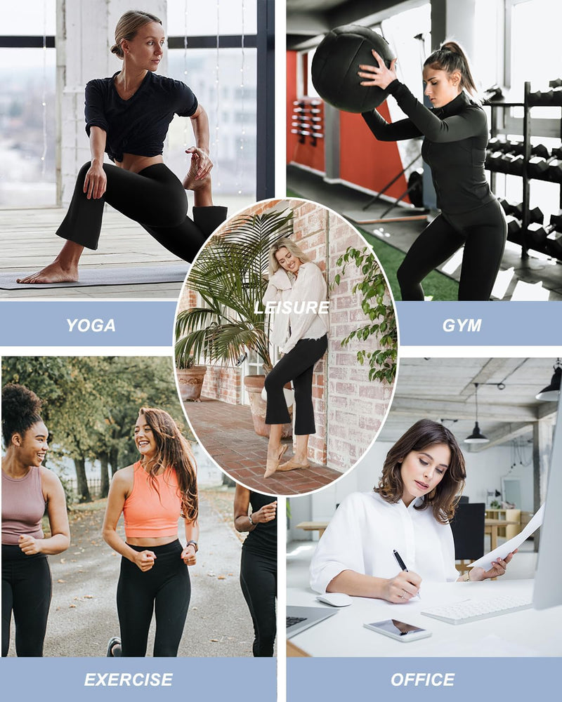 Aoliks Crossover Flare Leggings for Women,High Waisted Bootcut Yoga Pants Workout Bell Bottom Leggings