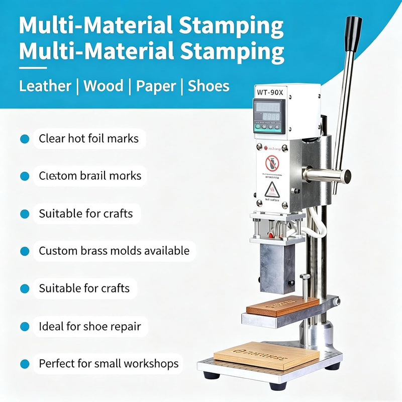 Adjustable 0-16cm Embossing Hot Foil Stamping Machine 14x22x36cm Bronzing Machine Manual Leather PVC Paper Logo Stamper with Temperature Control
