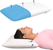 MY ARMOR Ventilated Cool Gel Memory Foam Pillows for Sleeping, Orthopedic Pillows for Neck Pain Relief (White Cover, Cool Gel Thin (pack of 1)) - Cool-Gel Pillow with No Cover Thin (Pack of 1)