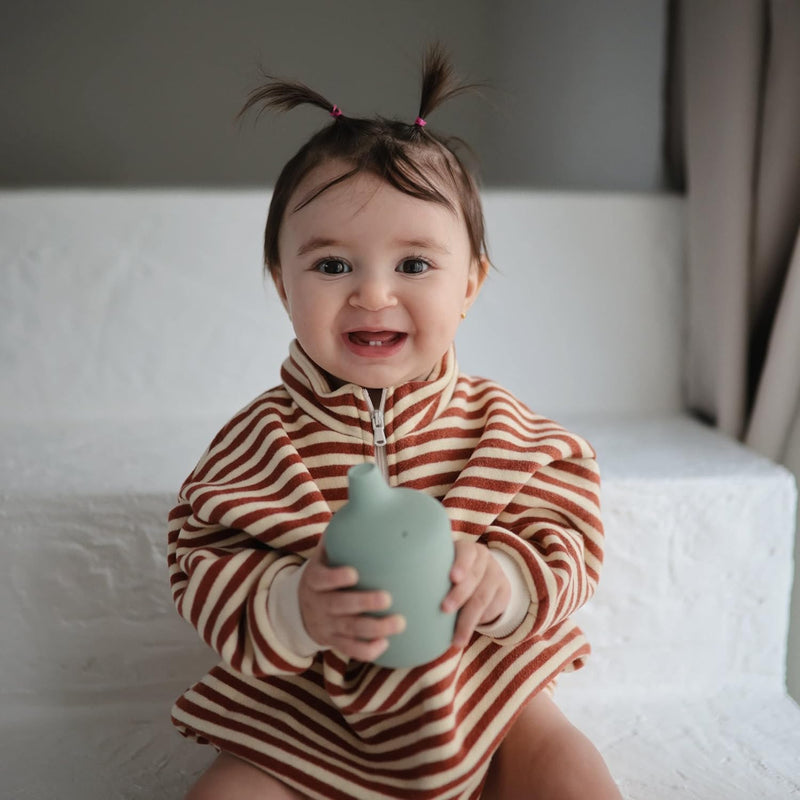 Silicone Sippy Cup for Babies 6+ Months - 175ml Leak-Resistant Baby Cup with Removable Lid - BPA-Free, Microwave & Dishwasher Safe - Develops Motor Skills & Independent Drinking Shifting Sand - Tradewinds