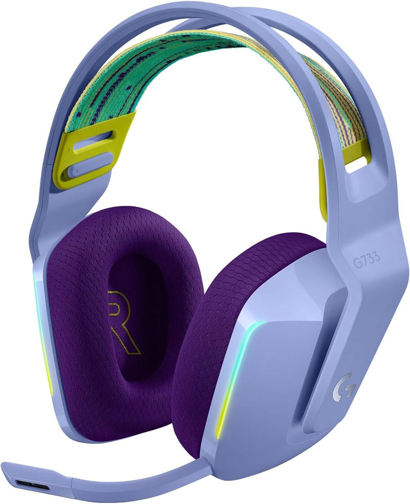 Logitech G Lightspeed Wireless Gaming Headset Over Ear, White, Blue Voice Mic Technology And Pro-G Audio Drivers - Lilac