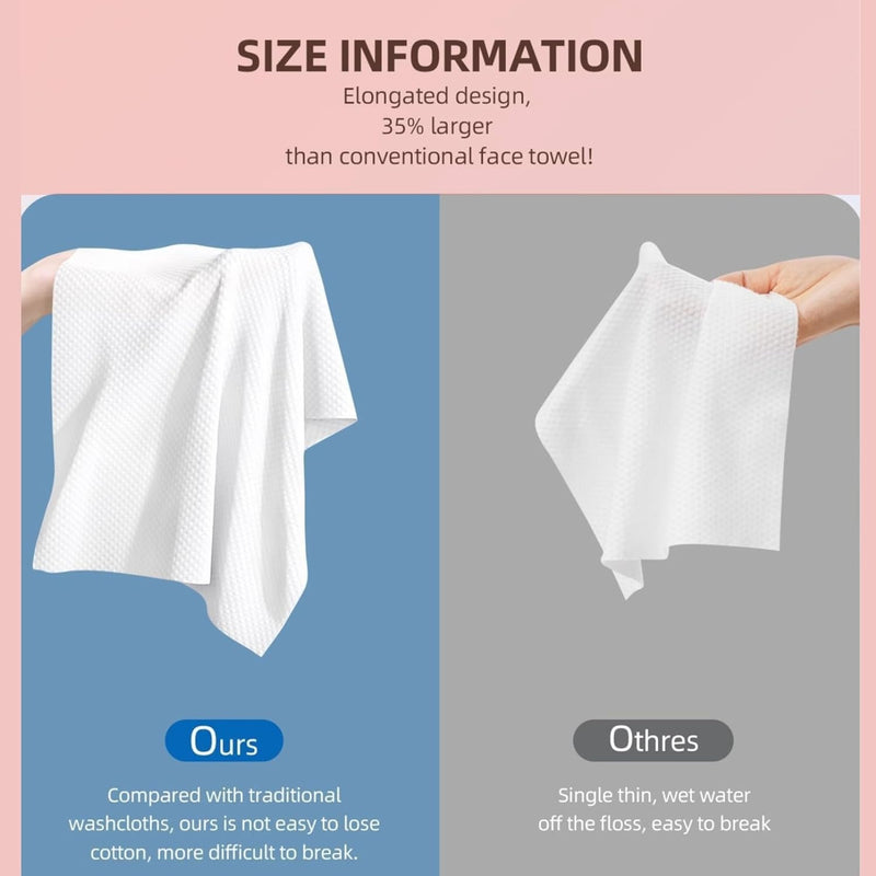 GEMGOUR Disposable Face Towels For Woman - Dry Face Wipes for Sensitive Skin, Super Face Tissues, Ultra Soft Cotton Tissue, Makeup removal Wipes, Acne-Prone Skin, Clean Towels XL (50 Count) 25x30Cm