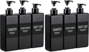Segbeauty Shampoo and Conditioner Dispenser Refillable, 3pcs 16.9oz Shower Bottles Soap Dispenser with Labels, 500ml Empty Plastic Square Pump Bottle Dispenser Body Wash Containers for Bathroom Black - Black 16.9oz/500ml (Pack of 2)