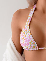 Dynvernal 2 Piece Floral Bikini Set for Women Triangle High Waist Swimwear Top Suit Swimsuit