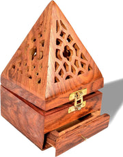 Saqoware Wooden Incence-Bakhoor Burner Pyramid shape Wooden Bakhoor Burner Medium Size