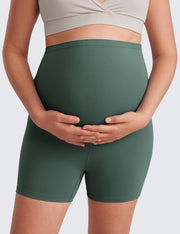 CRZ YOGA Womens Butterluxe Maternity Yoga Biker Shorts Over The Belly 4" / 6" - Pregnancy Workout Running Athletic