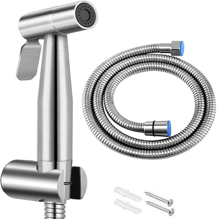 Aputue Handheld Bidet Sprayer for toilet, 304 Grade Stainless Steel Bathroom Jet Spray with 1.2 Meter Shower Tube, Portable Adjustable Water Pressure Handheld Bidet Sprayer for Bathroom （Black）