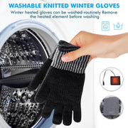 USB Heated Gloves for Men & Women, Double-Side Heating Knitted Wool Gloves with 3 Temperature Settings, Touchscreen Fingers, Machine Washable Hand Warmer Gloves for Office, Outdoor, Travel (Gray)