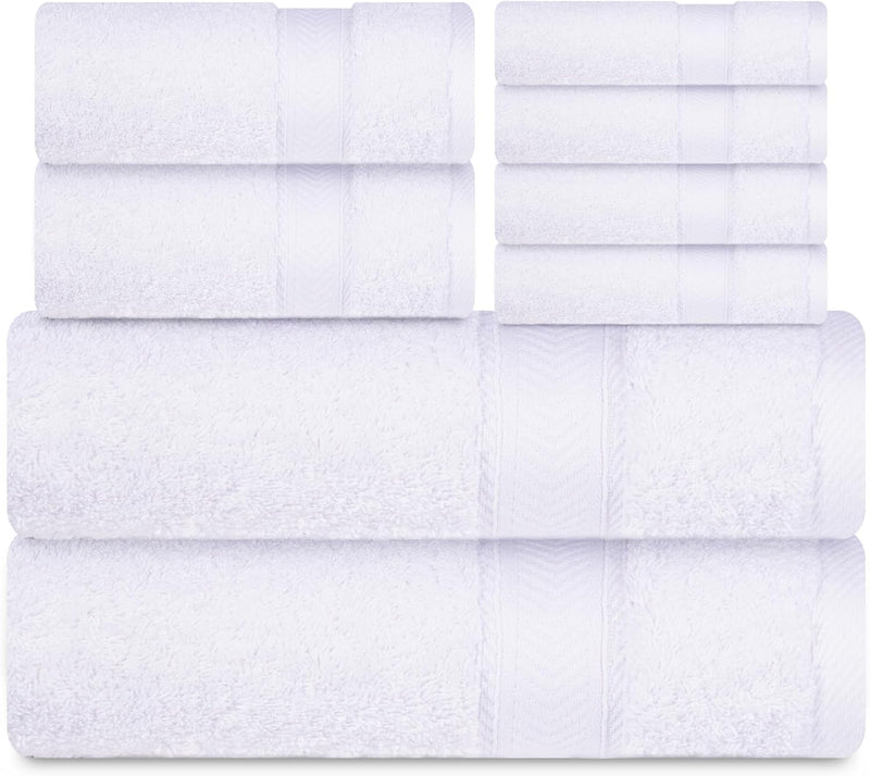 Cannon Bath Towel, 70x140 cm, 8 Piece Set, 2 Piece of 70x140cm bath towel, 2 Piece of 41x71cm Hand Towel & 4 Piece of 33x33cm Wash Cloth,100% Cotton for Bathroom, Spa & Gym (LINEN)