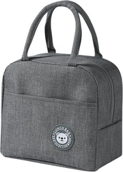 1-Pack 23x21x13cm Insulated Lunch Bag for Women Men Kids - Reusable Thermal Lunch Box Tote with Zipper & Front Pocket, Leakproof Cooler Bag for Work (Grey, 23x21x13cm) - Grey 23x21x13cm