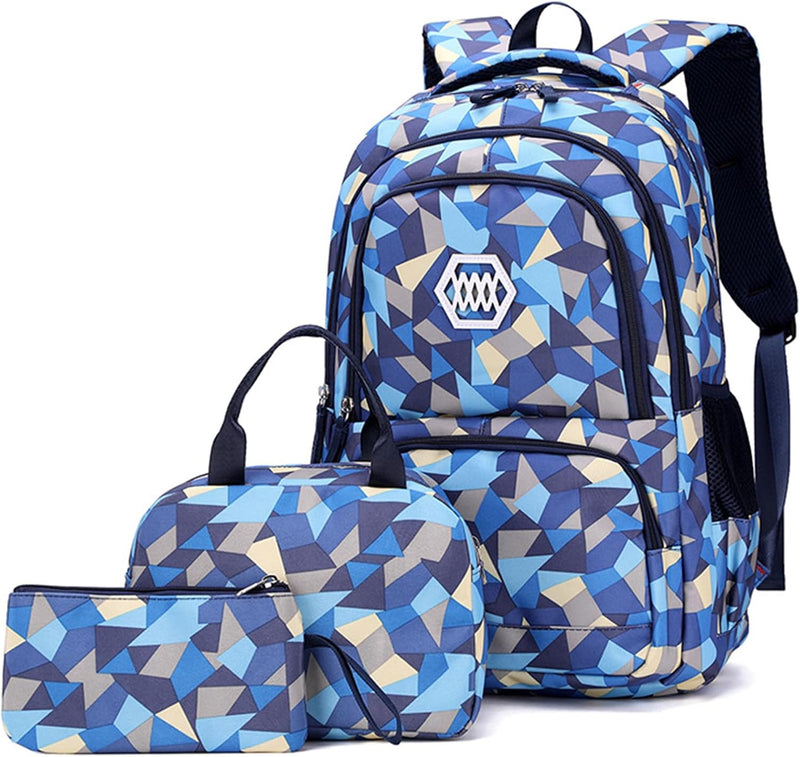 Kids Cute Backpack Set for School, 5PCS Kwaii School Bag Large-capacity, Girls Boys Back to School Book Bag Backpack for Teen - C/blue