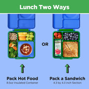 OmieBox Kids Insulated Leakproof Bento Lunch Box with Food Jar (Monster Blue)