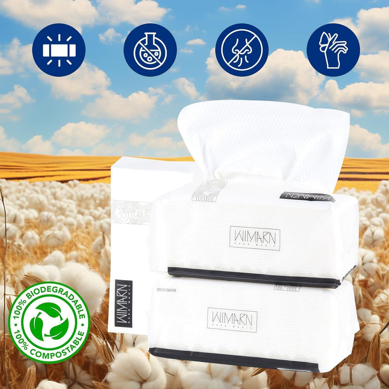 NALACAL Face Clean Towels, 100% Cotton Extra Thick Disposable Towel, Lint- free Facial Tissue for Sensitive Skin Cleansing, Skincare and Makeup Remover, Dry Wipes (6 Pack)
