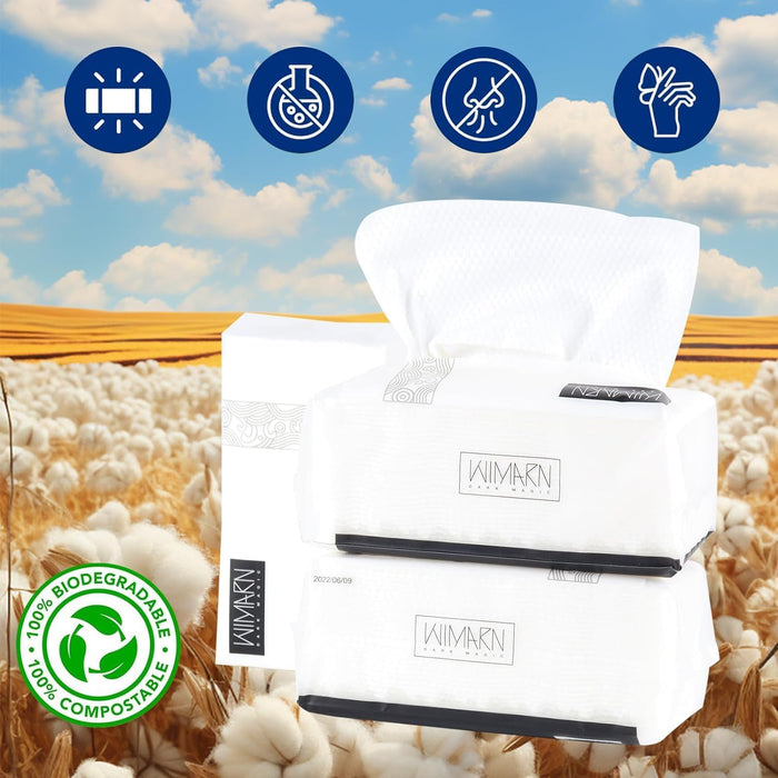 NALACAL Face Clean Towels, 100% Cotton Extra Thick Disposable Towel, Lint- free Facial Tissue for Sensitive Skin Cleansing, Skincare and Makeup Remover, Dry Wipes (6 Pack)