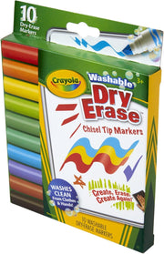 Crayola Washable Dura-Wedge Tip Dry Erase Markers, 10 Count, Assorted