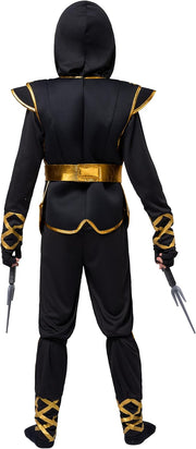 Spooktacular Creations Golden Ninja Costume Set, Ninja Jumpsuit with Foam Accessories for Kids, Halloween Cosplay Party