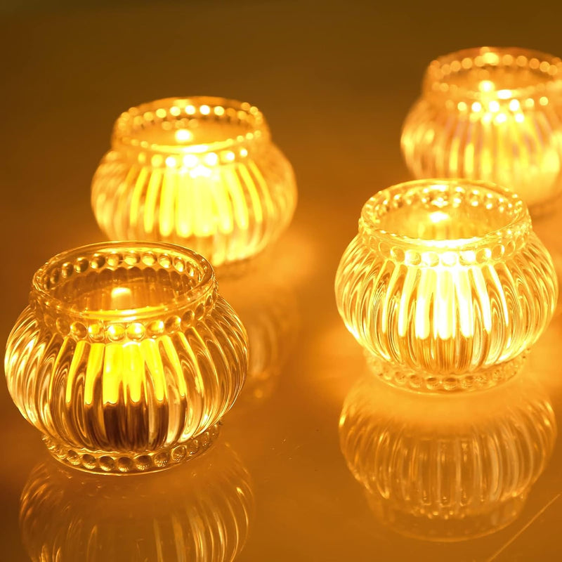 MAKINGTEC Clear Tealight Candle Holder Set of 12, Clear Glass Tealight Candle Holders for Wedding Party, Tea Light Candles Holder Bulk for Centerpiece Thanksgiving Christmas Party (2 X1.4, Clear)