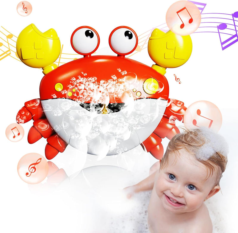Crab Bath Toys: Bath Toys for Toddlers, Blow Bubbles and Plays 12 Childrens Songs, Sing-Along Bath Bubble Maker for Baby (Red) - Red