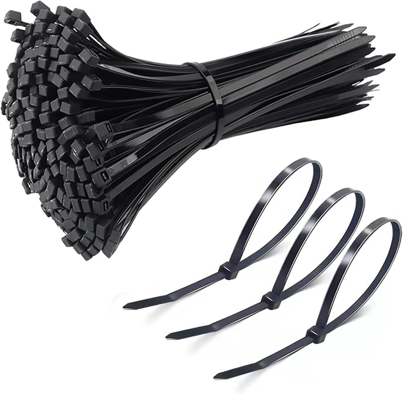 MOMENT Self Locking Cable Ties 300 x 4.8 mm 12" inch 100 Pieces, Black Heat Resistant Cable Zip Ties Self-Locking Cable Organizer Anti - Slip Wire Organizer For Indoor & Outdoor Use - 12 in, 100 piece