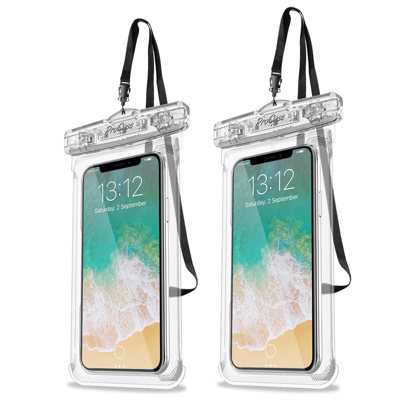 ProCase Waterproof Phone Pouch Case Dry Bag for iPhone 16 15 14 13 Pro Max Mini 12 11 Pro Max XR XS X 8 7 6S Plus, Galaxy S23 S22 S21 Note Pixel Up to 7", Cruise Essentials -2Pack, Clear