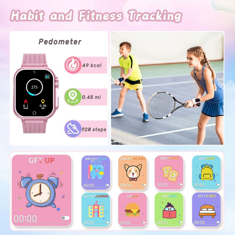 Masroo Kids Smart Watch Gift for Girls Age 5-12, HD Touch Screen Girls Watch with 32 Puzzle Games, Camera Music Player Learn Card Pedometer Educational Toys Birthday Gifts for Ages 5 6 7 8 9 10