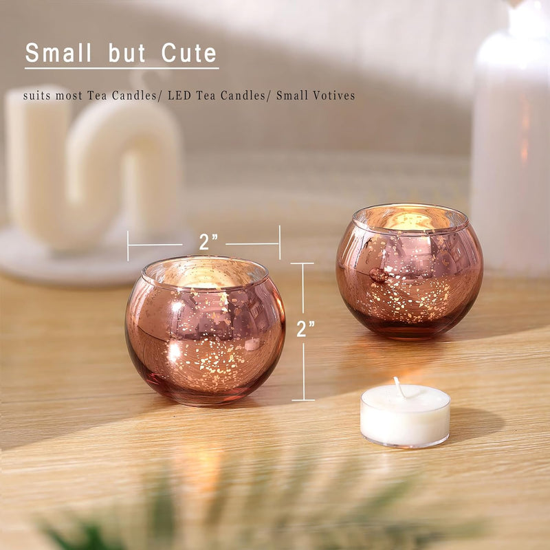 Lamorgift Clear Votive Candle Holders Set of 12 - Mercury Glass Votives Candle Holder - Tealight Candle Holder for Home Decor and Weddings/Parties Table Centerpieces