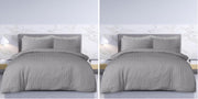 Easy Living Stripe 3Pcs Duvet Cover Set 220x240 cm with 2 Pillow Cases; White Size: Double - 160x220 (Pack of 2) Dark Grey