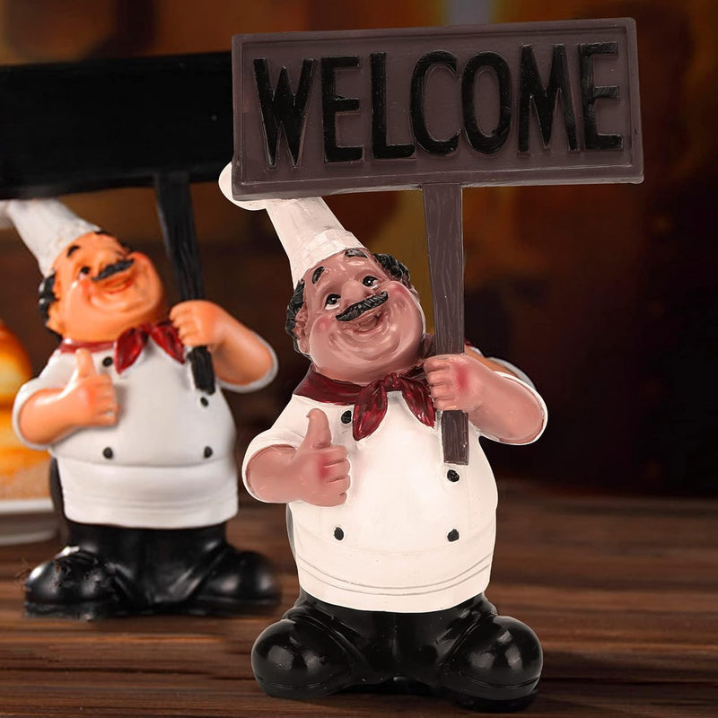 BTER Chef Sculpture Decoration, Home Kitchen Decor Figurines, Fat Chef Decorative Decor for Restaurant