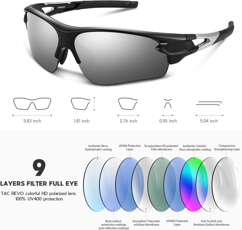 Polarized Sports Sunglasses for Men Women Youth Baseball Fishing Cycling Running Golf Motorcycle Tac Glasses UV400