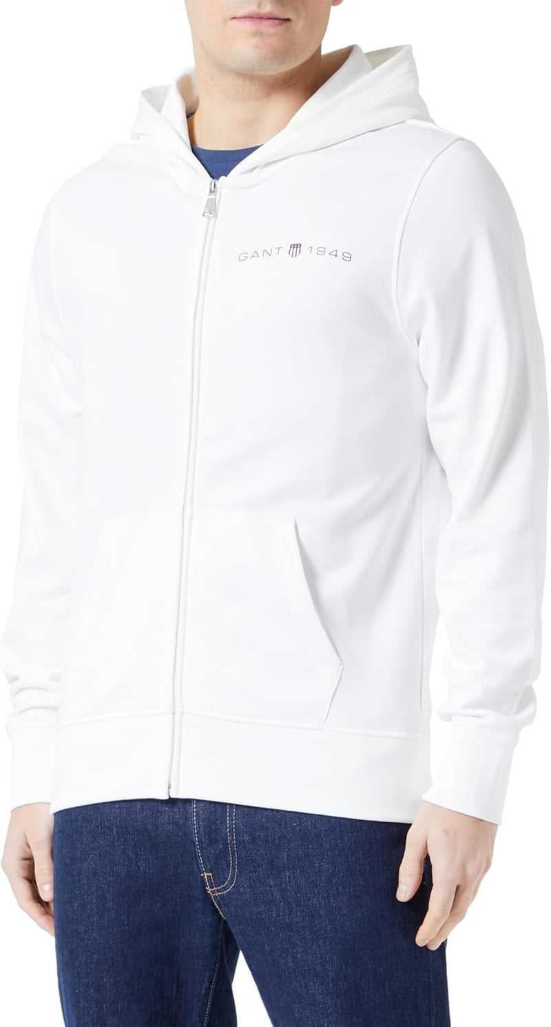 Men's Printed Graphic Full Zip Hoodie - Eggshell