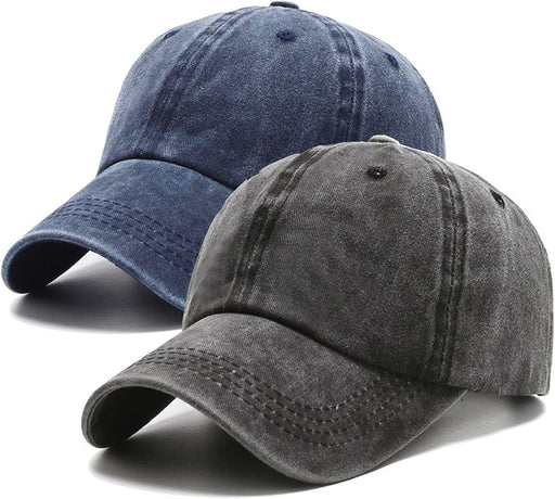 Baseballkappe fr Vater, Vintage-Stil, gewaschen, Used-Look, fr Damen und Herren, 1/2 Stck - Black+blue(washed) 2