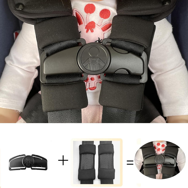 MdouLy Car Seat Chest Harness Clip Car Seat Safety Belt Clip Buckle Lock Stroller Chest Clip Universal Adjustable Guard for Baby and Kids Trend (Black)