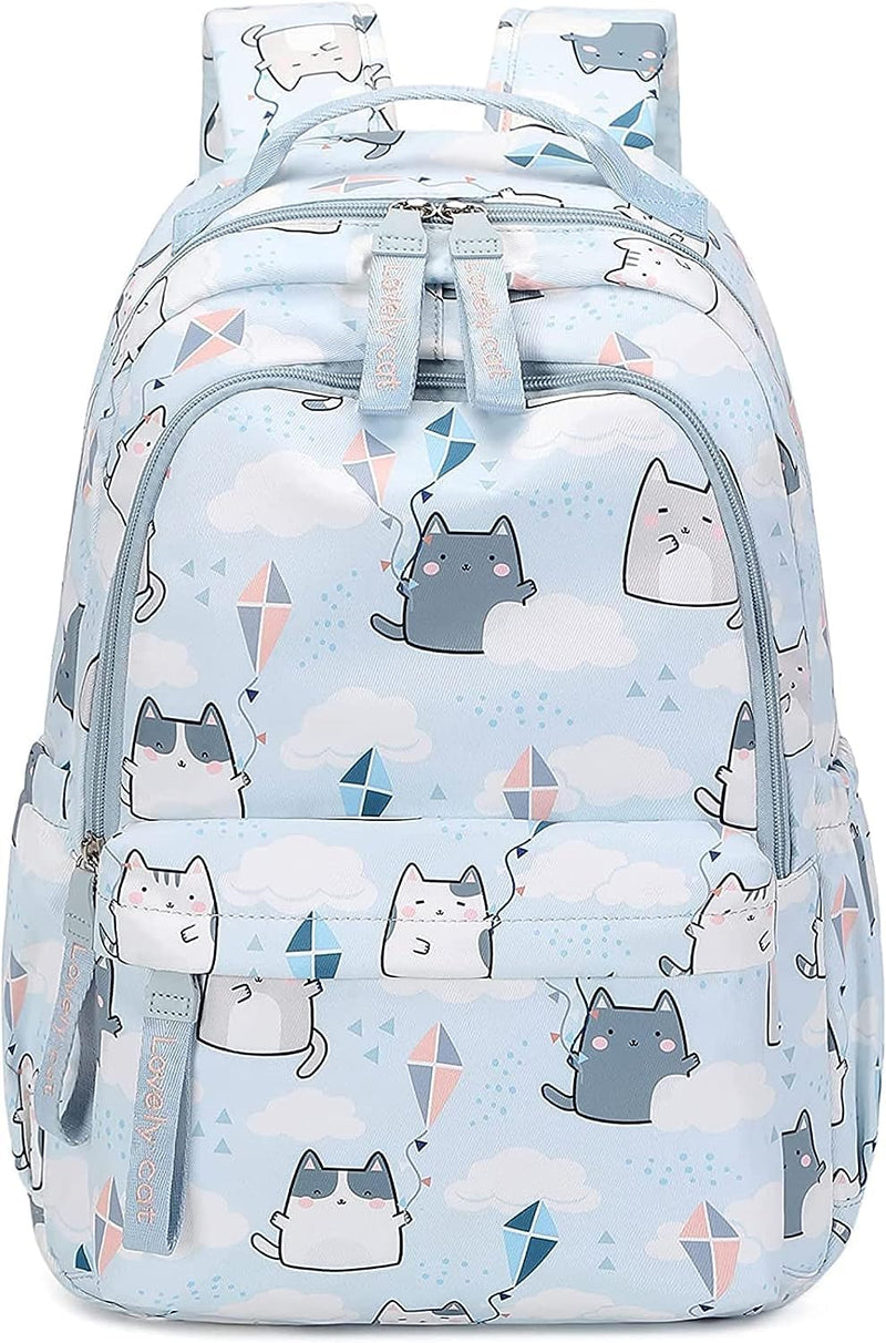 Cute Cat School Backpack, Teens Elementary School Bookbags, Laptop Bag Casual Travel Daypack