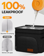 Insulated Lunch Box for Men & Women - Leak-Proof Cooler Lunch Bag with 4 Pockets, Adjustable Strap, Ideal for Work, Picnic, Travel - Medium, Black, 10.2"6.9"8.5"