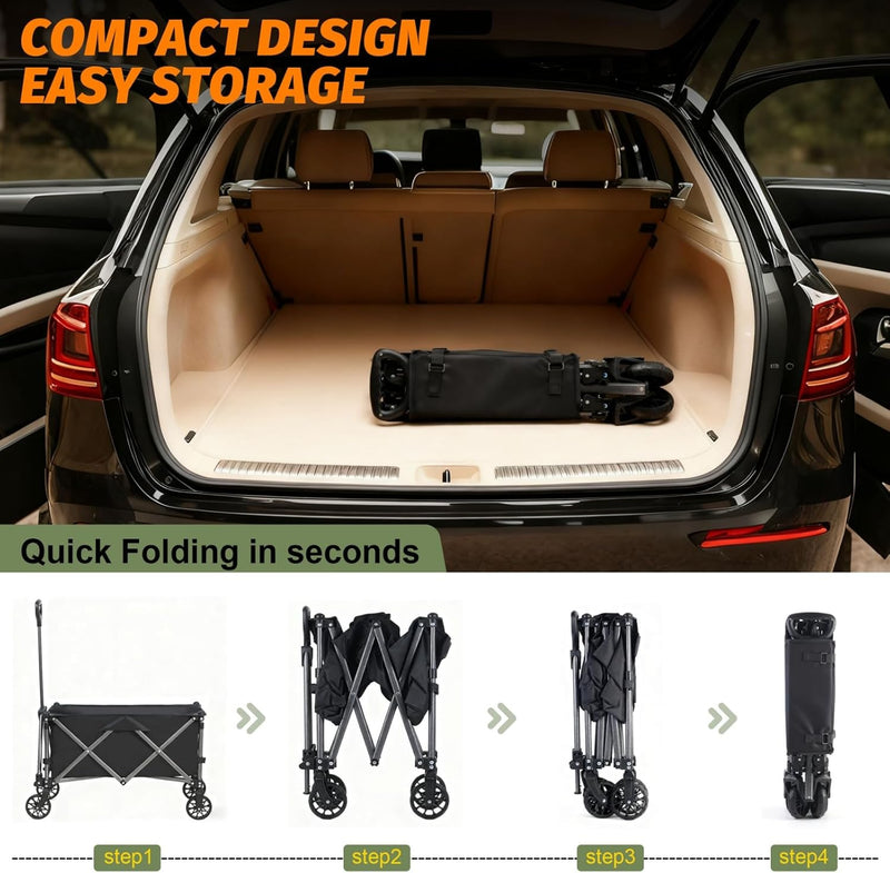 SKY-TOUCH Garden Cart Folding Trolley Cart Outdoor Wagon Collapsible with Removable Fabric Festival Garden Camping Picnic Cart Portable Transport Trailer