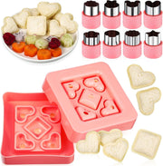 9 Pieces Sandwich Cutter and Sealer Set, Bread Decruster Pancake Maker DIY Cookie Cutters Vegetable Cutter Shapes for Kids, Ideal for School Lunch Boxes and Bento Boxes Boys Girls