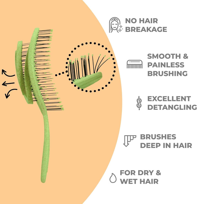 Ninabella Organic Detangling Hair Brush for Women, Men & Children - Does not Pull on Hair - Hair Straightening Brushes for Straight, Curly & Wet Hair - Unique Spiral Hairbrush, Rose Gold