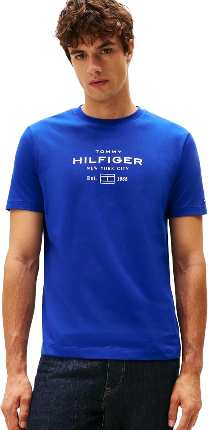 mens Hilfiger Stack Graphic Tee Mw0mw40002 S/S T-Shirt (pack of 1) - Wedge Blue