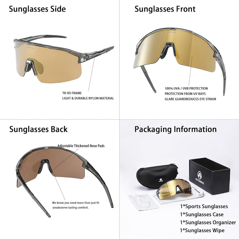 ASTARIKO Polarized Sports Sunglasses for Men & Women – UV400 Protection, Anti-Slip TR90 Half-Frame for Running, Cycling, Golf & Outdoor Activities
